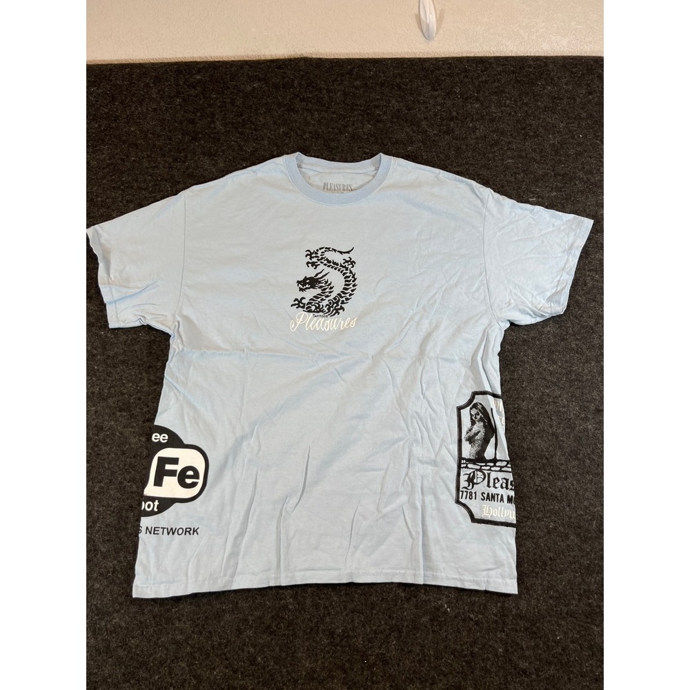 Pleasures Now Light Blue Dragon Tattoo Total Freedom Graphic TShirt Mens XL